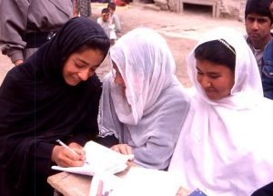Literacy teacher with women learners in Kabul. 2002