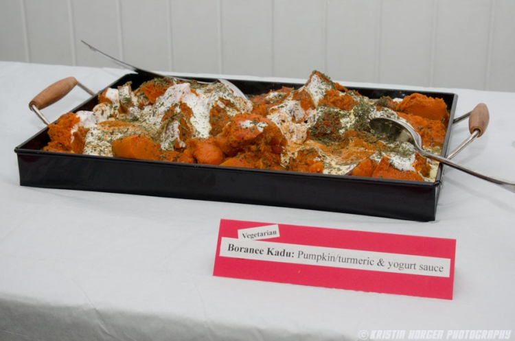 Kabultec 2016 benefit dinner. Boranee Kadu: Pumpkin with turmeric and yogurt sauce