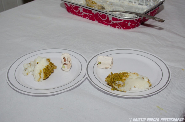 Kabultec 2016 benefit dinner. Firnee: Milk pudding w/pistachios and Herat sweets