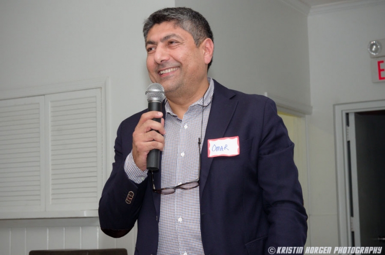 Omar Samad giving his talk at Kabultec's 2016 Benefit Dinner.