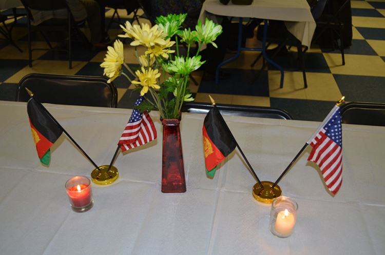 American and Afghan flags at the Kabultec Benefit Dinner 2017.