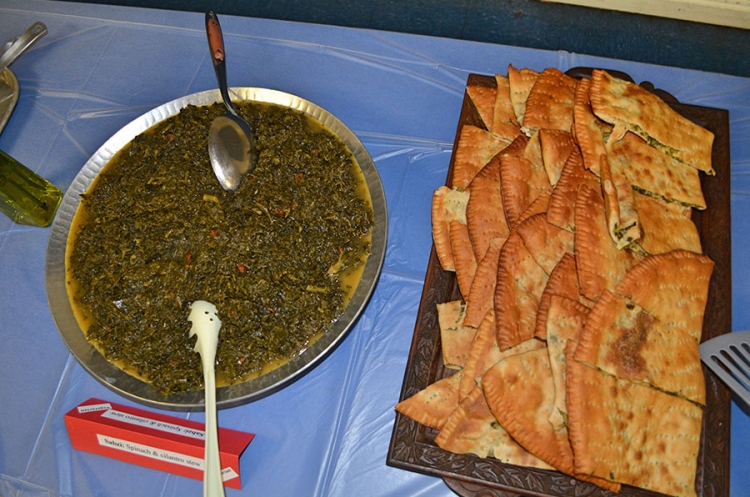 Afghan dishes from the event: sabzi and boulanee.